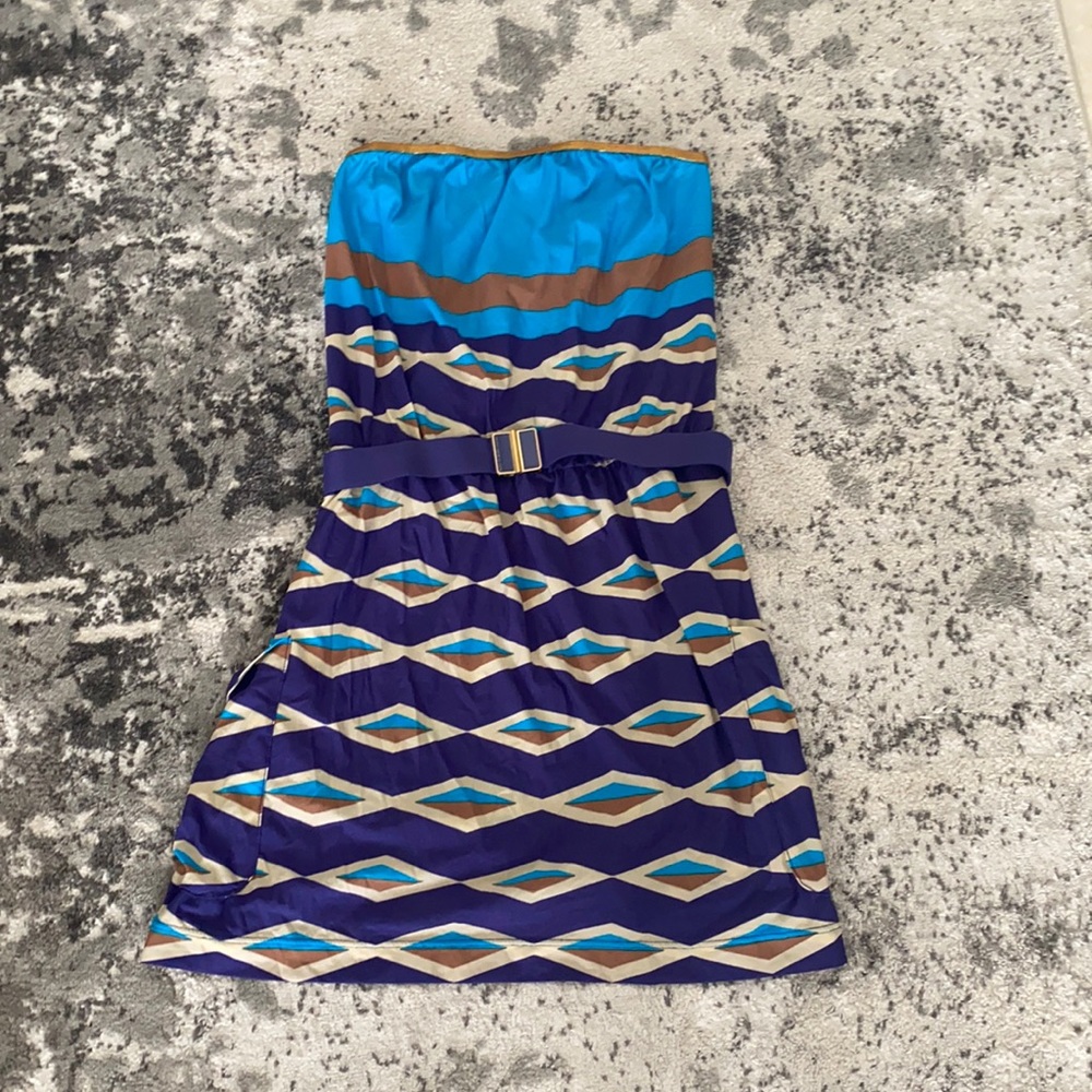 Marc by Marc Jacobs Blue purple Abstract belted Swimsuit strapless Coverup